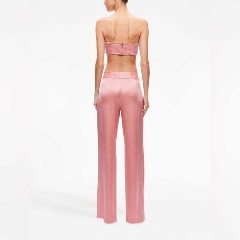 Alice + Olivia Deanna Satin Bootcut Trousers in Rose - Picture 2 of 9
